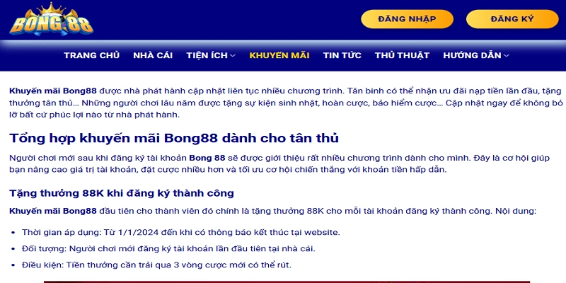 Bong88 cập nhật liên tục ưu đãi