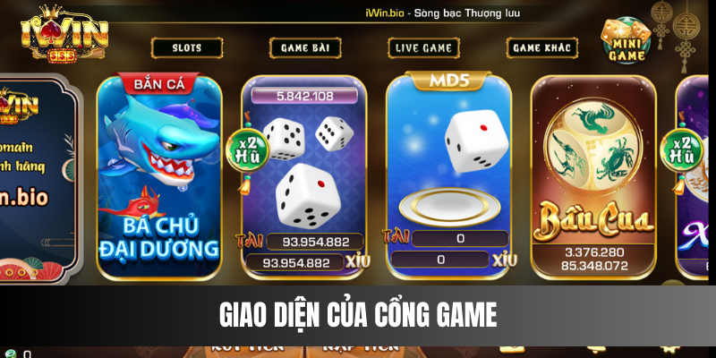 Giao diện của cổng game